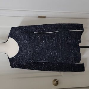 Kenar Size S Navy Blue with Silver Thread Long Sleeve Sweater, Gently Used Cond